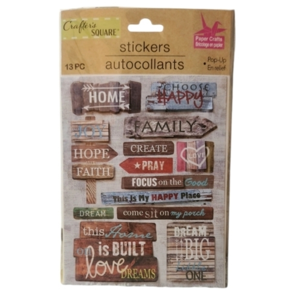 Crafter's Square Dimensional Home 13 PC Paper Craft Stickers Scrapbooking